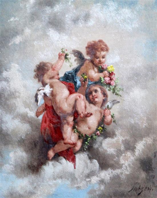 Charles Augustus Henry Lutyens (1829-1915) Reynolds Angels amongst clouds 12 x 10in.